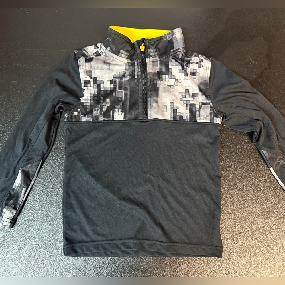 Under Armour Black and Yellow Boys Quarter-Zip Pullover